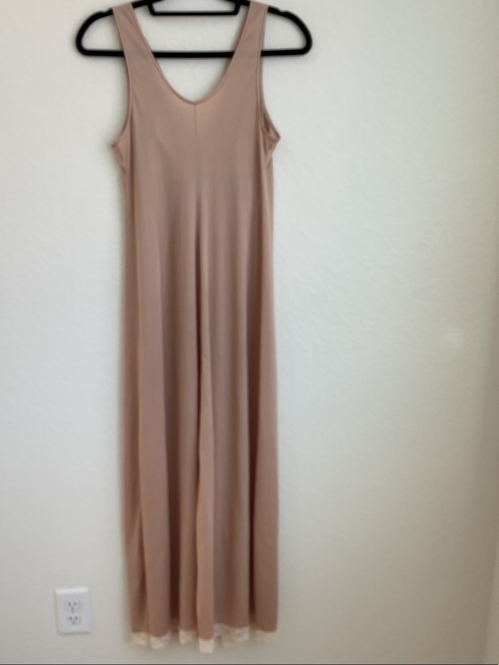 Vintage Texsheen Blush Lace-Trim Maxi Dress | small - Picture 8 of 16